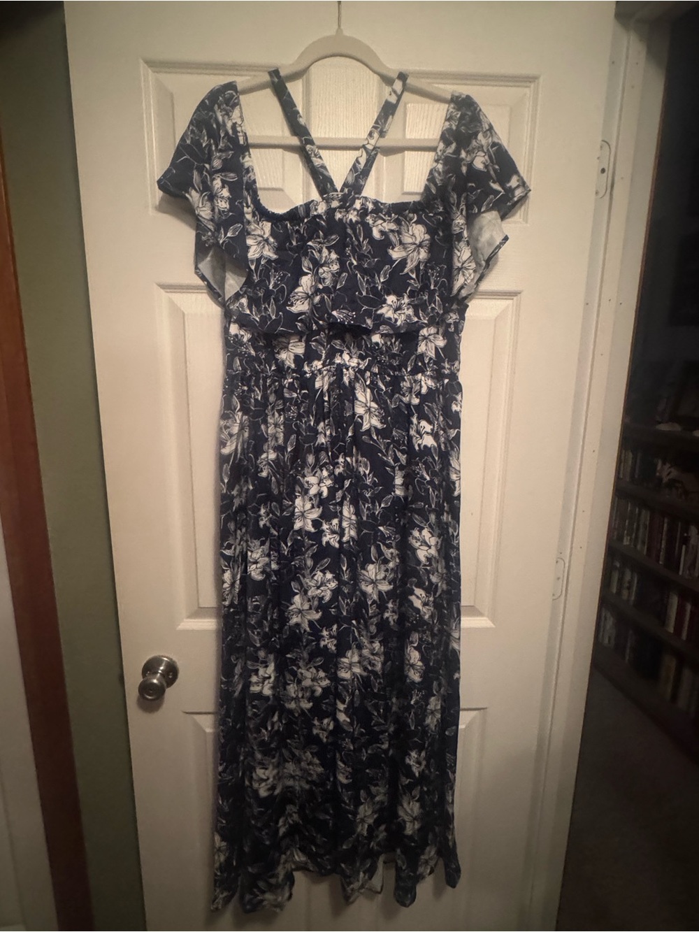 NWT Bloomchic Sz 18-20 (1X) Plus Navy Floral Off-Shoulder Maxi Dress w/ side sli - Picture 9 of 11